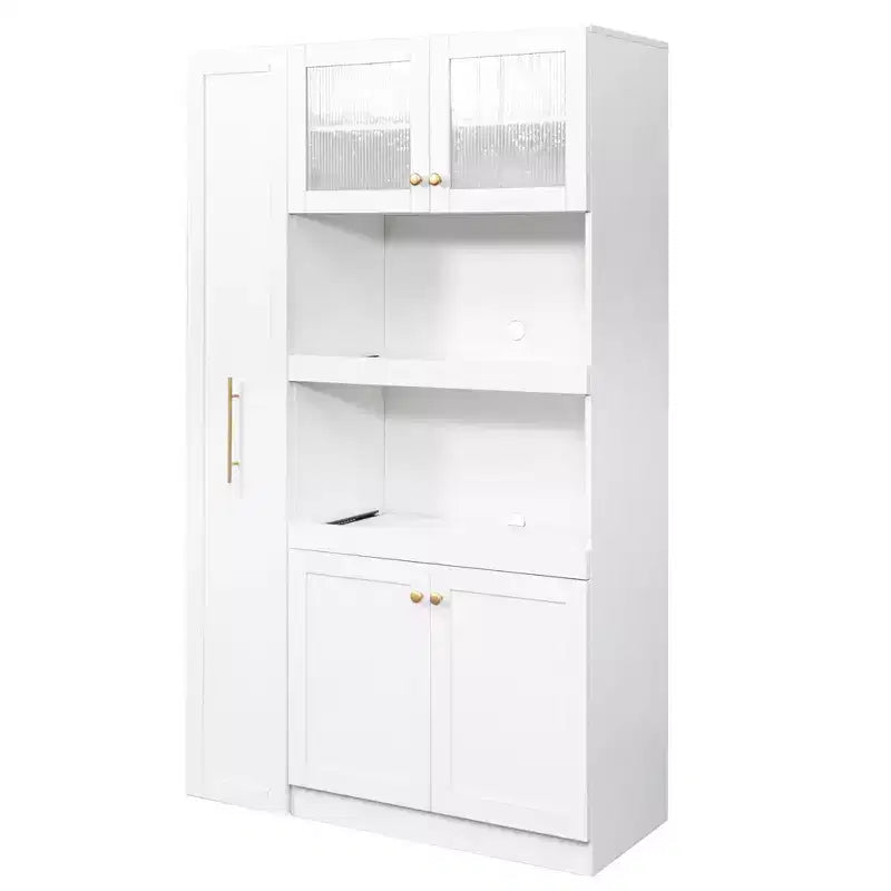 Meuble de garde-manger en bois blanc de 109,98 cm avec système coulissant