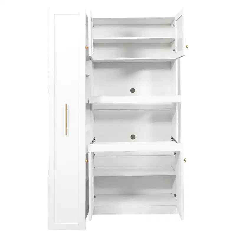 Meuble de garde-manger en bois blanc de 109,98 cm avec système coulissant