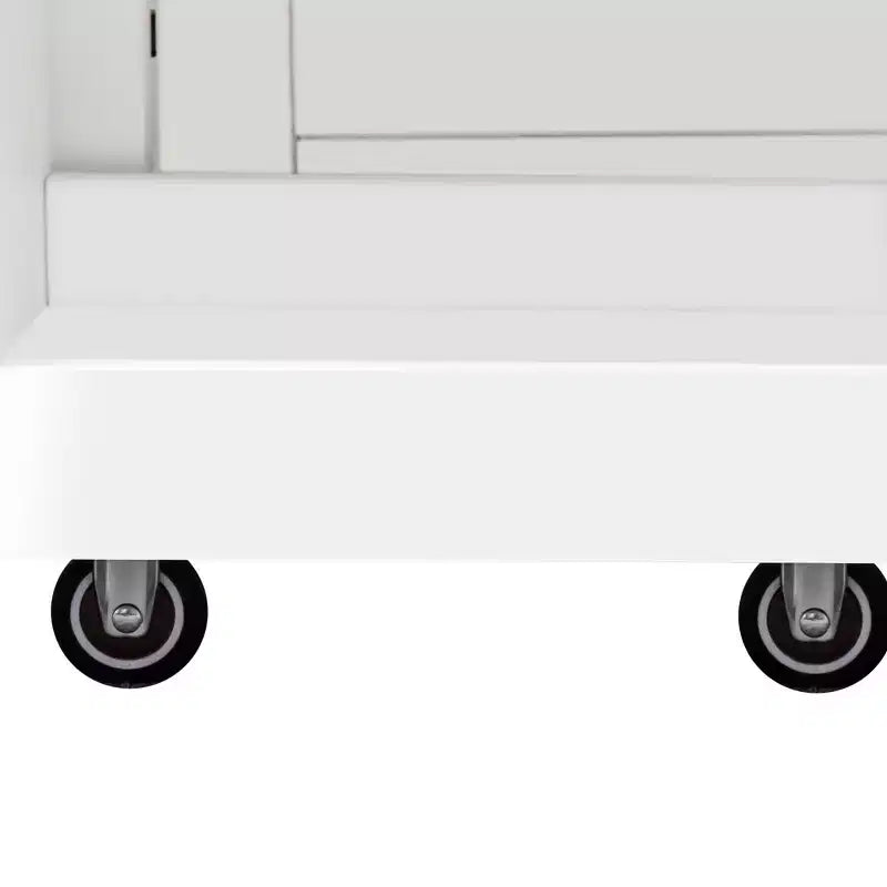 Meuble de garde-manger en bois blanc de 109,98 cm avec système coulissant