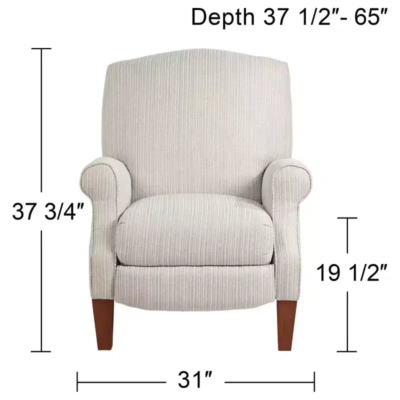 Fauteuil inclinable 3 positions blanc cassé à fines rayures grises