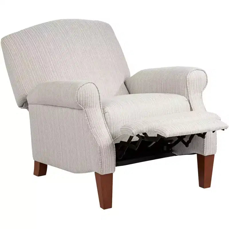 Fauteuil inclinable 3 positions blanc cassé à fines rayures grises