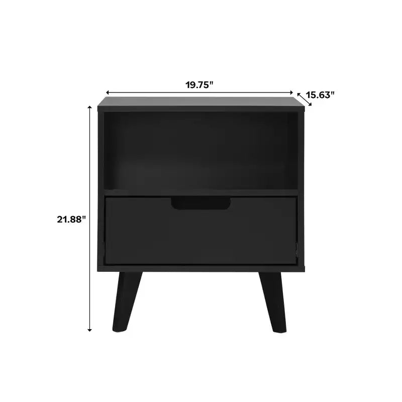 Table de chevet Mid-Century Moderne avec tiroir et pieds fuselés