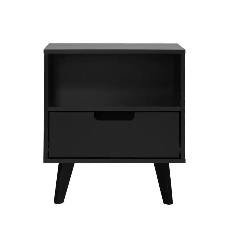 Table de chevet Mid-Century Moderne avec tiroir et pieds fuselés