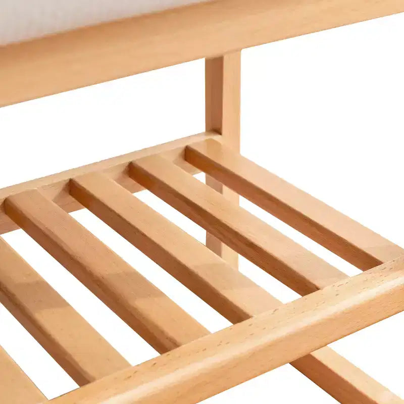Banc à chaussures en bois massif naturel, Organisateur de rangement en hêtre avec coussin éponge à haute résilience