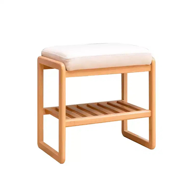 Banc à chaussures en bois massif naturel, Organisateur de rangement en hêtre avec coussin éponge à haute résilience