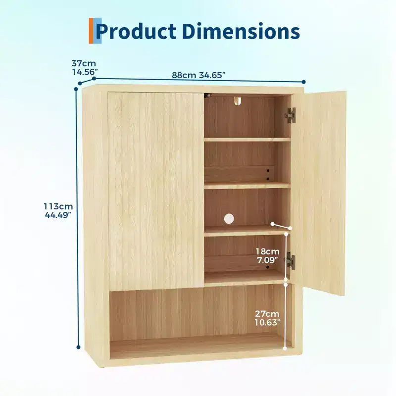 Armoire à chaussures haute de 44,5 po avec portes, meuble de rangement pour chaussures en bois à 5 niveaux avec étagères réglables, étagère à chaussures pour entrée, couloir