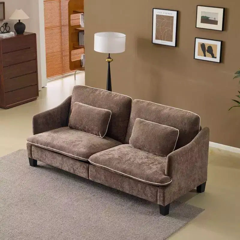 Causeuse transitionnelle Coussins en T passepoilés et mélange de lin