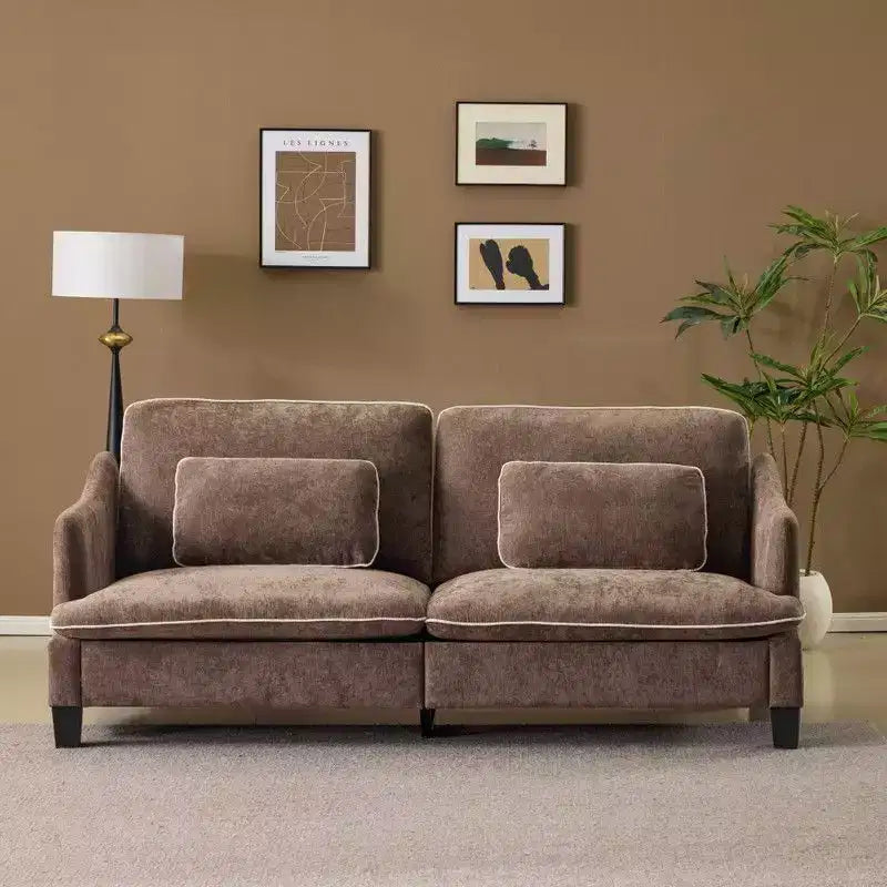 Causeuse transitionnelle Coussins en T passepoilés et mélange de lin