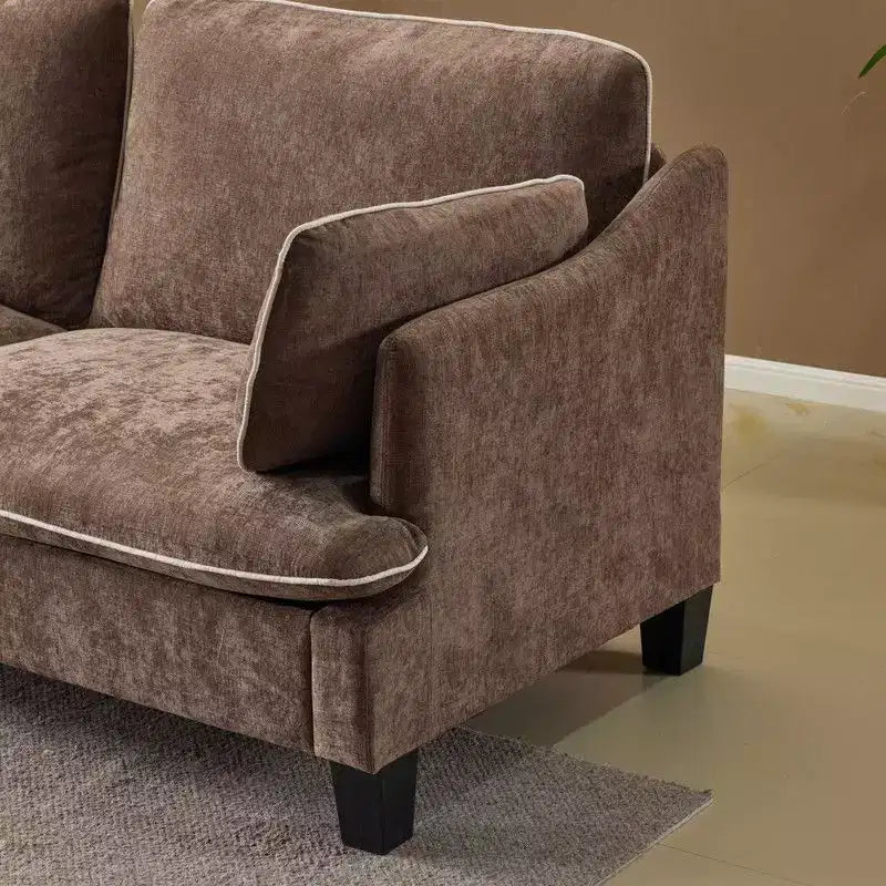 Causeuse transitionnelle Coussins en T passepoilés et mélange de lin