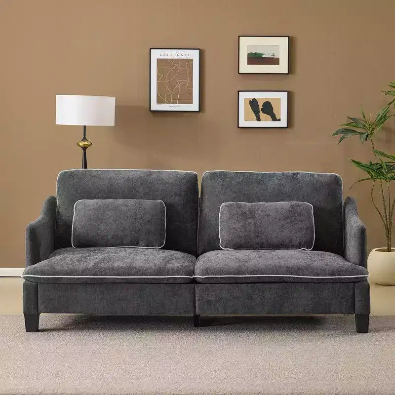 Causeuse transitionnelle Coussins en T passepoilés et mélange de lin