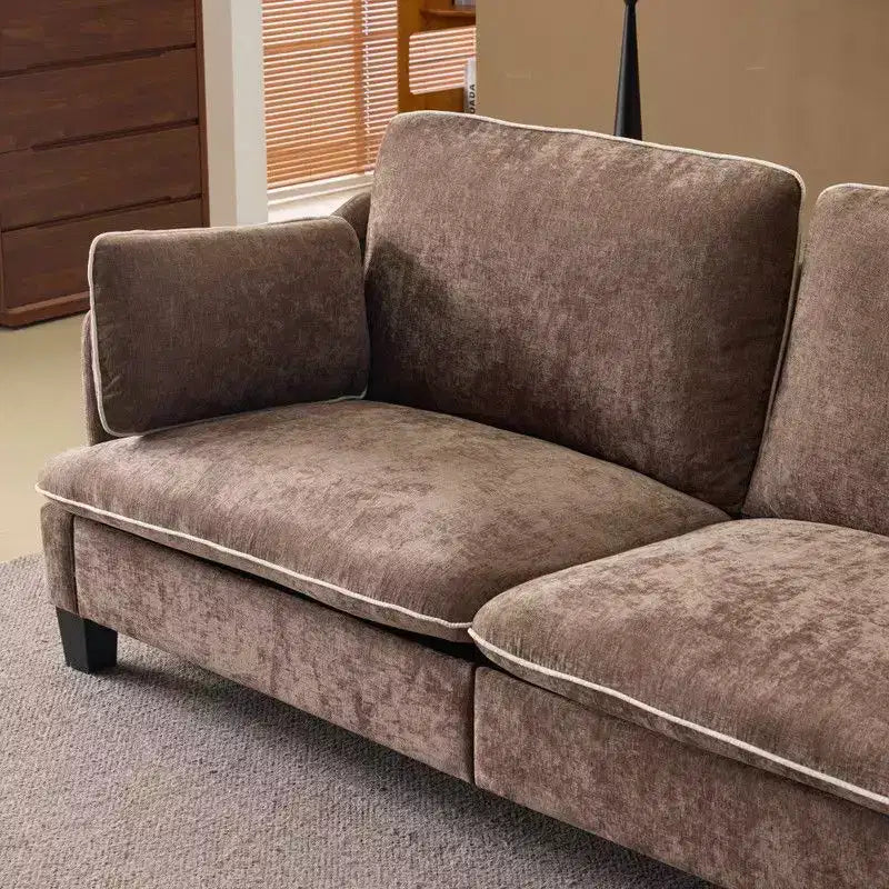 Causeuse transitionnelle Coussins en T passepoilés et mélange de lin