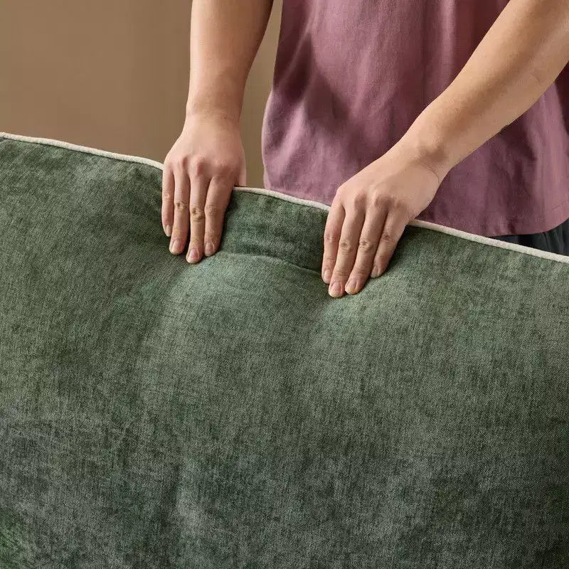 Causeuse transitionnelle Coussins en T passepoilés et mélange de lin