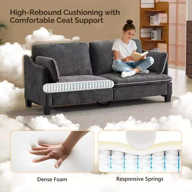 Causeuse transitionnelle Coussins en T passepoilés et mélange de lin