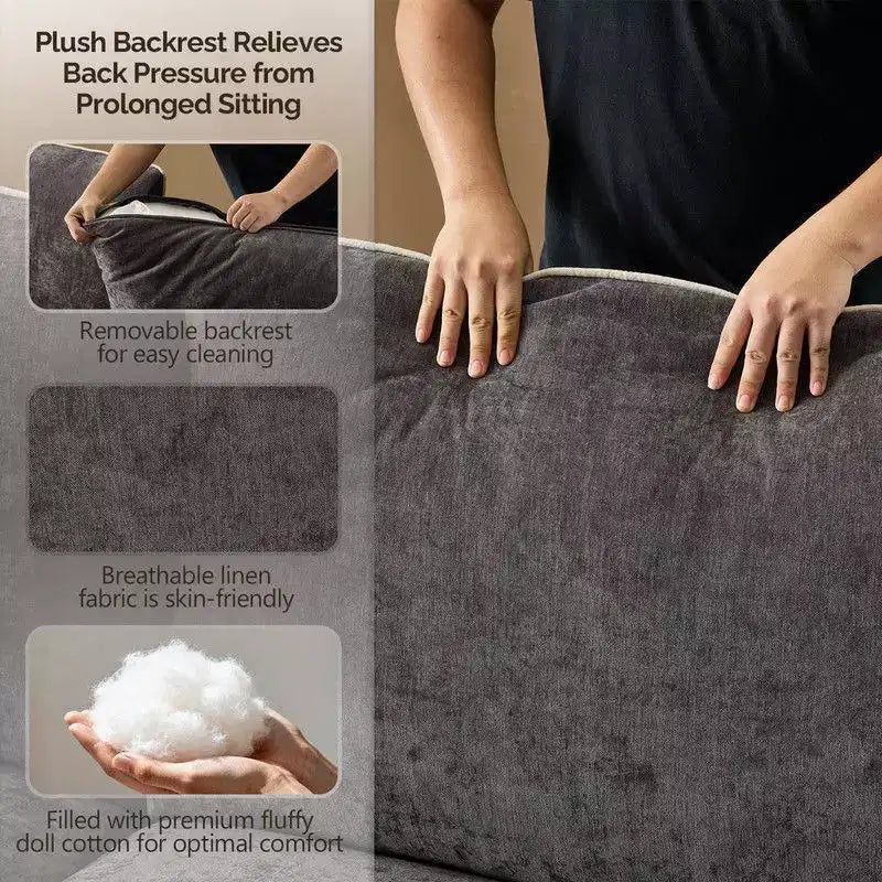 Causeuse transitionnelle Coussins en T passepoilés et mélange de lin