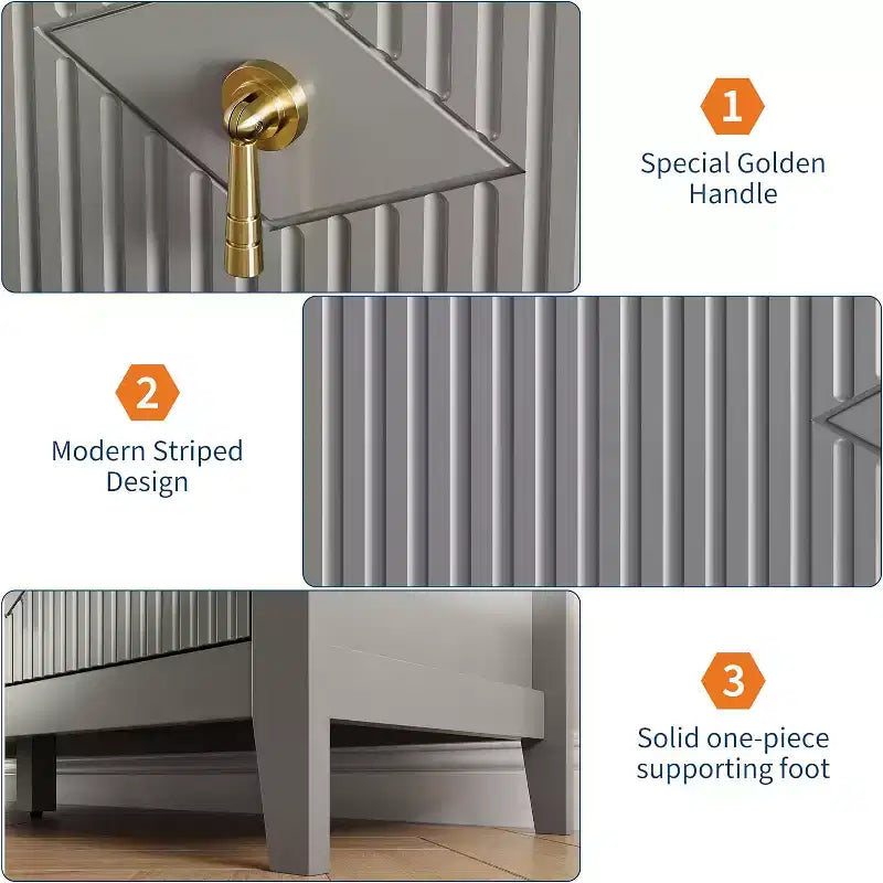 Commode à 6 tiroirs extra large de 137 cm avec panneaux cannelés Meuble de rangement moderne Meuble TV finition chêne, pour chambre, salon, couloir
