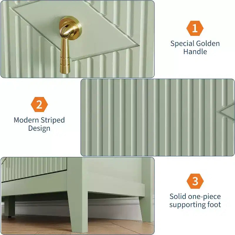 Commode à 6 tiroirs extra large de 137 cm avec panneaux cannelés Meuble de rangement moderne Meuble TV finition chêne, pour chambre, salon, couloir