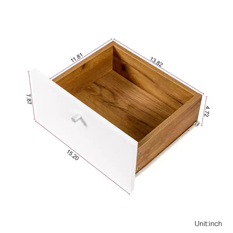 Meuble de rangement 3 tiroirs et 2 portes, pieds en bois, chêne blanc