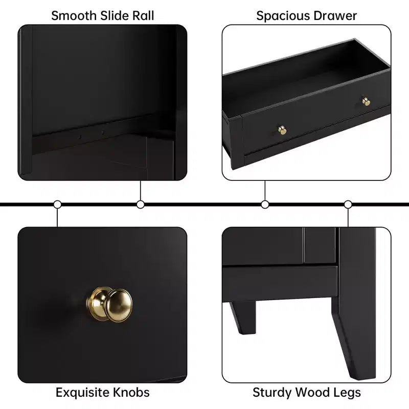 Commode haute à 5 tiroirs profonds avec poignées métalliques, commode en bois moderne pour chambre, entrée, couloir