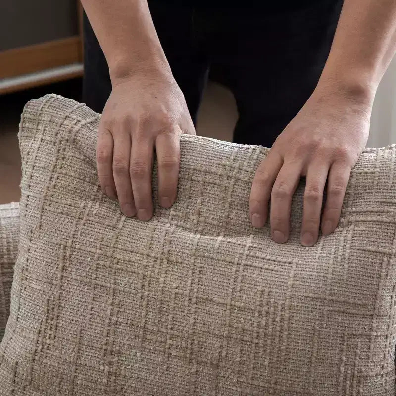 Chaise longue moderne 77 en chenille et bois d'hévéa avec 2 traversins
