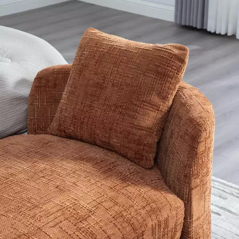 Chaise longue moderne 77 en chenille et bois d'hévéa avec 2 traversins