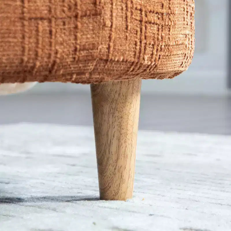 Chaise longue moderne 77 en chenille et bois d'hévéa avec 2 traversins