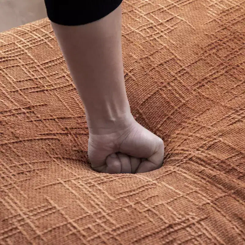 Chaise longue moderne 77 en chenille et bois d'hévéa avec 2 traversins