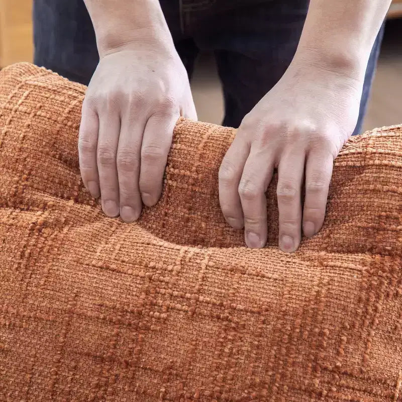 Chaise longue moderne 77 en chenille et bois d'hévéa avec 2 traversins