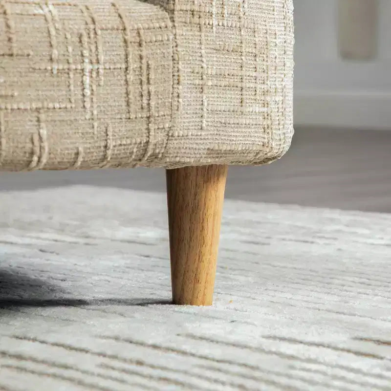 Chaise longue moderne 77 en chenille et bois d'hévéa avec 2 traversins