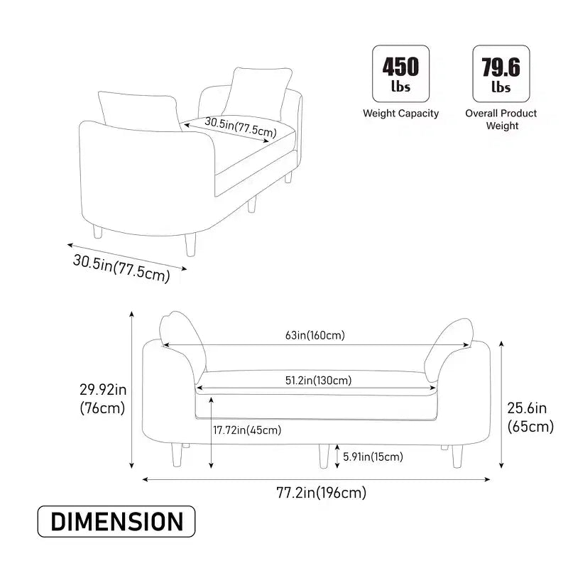 Chaise longue moderne 77 en chenille et bois d'hévéa avec 2 traversins