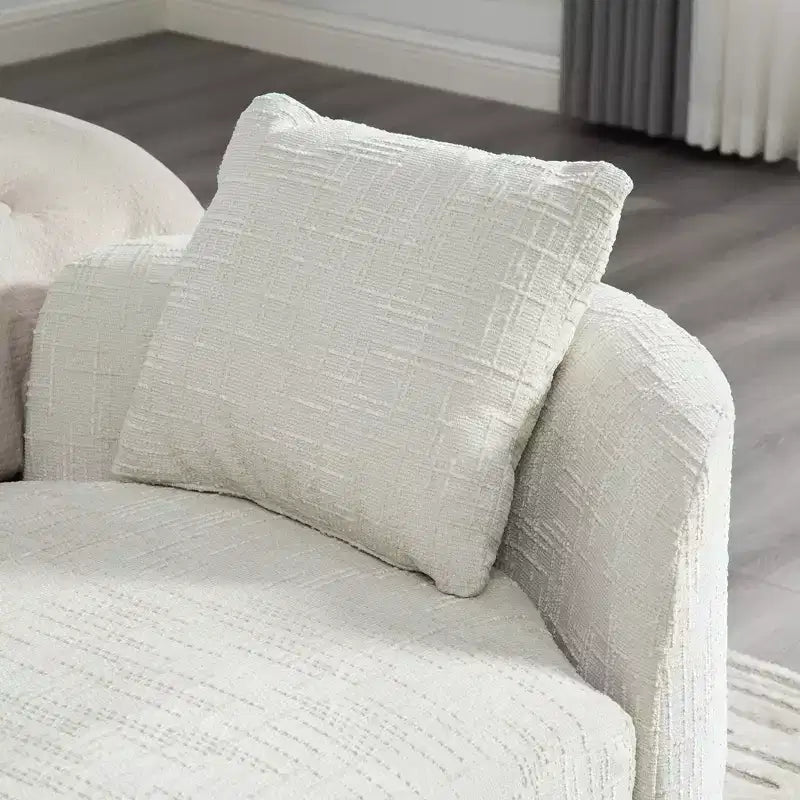 Chaise longue moderne 77 en chenille et bois d'hévéa avec 2 traversins