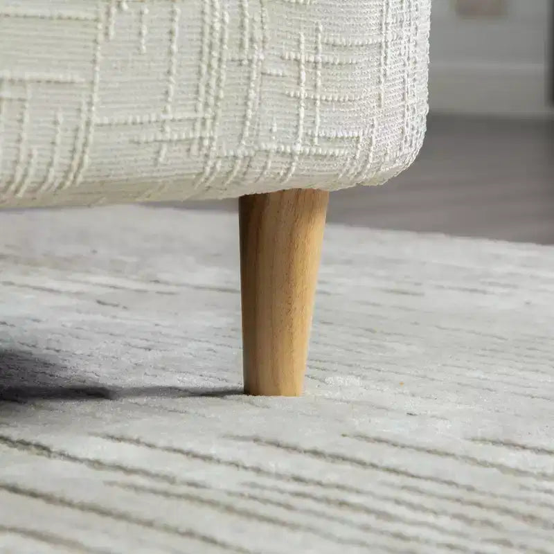 Chaise longue moderne 77 en chenille et bois d'hévéa avec 2 traversins