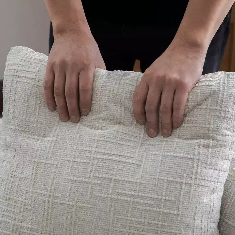Chaise longue moderne 77 en chenille et bois d'hévéa avec 2 traversins
