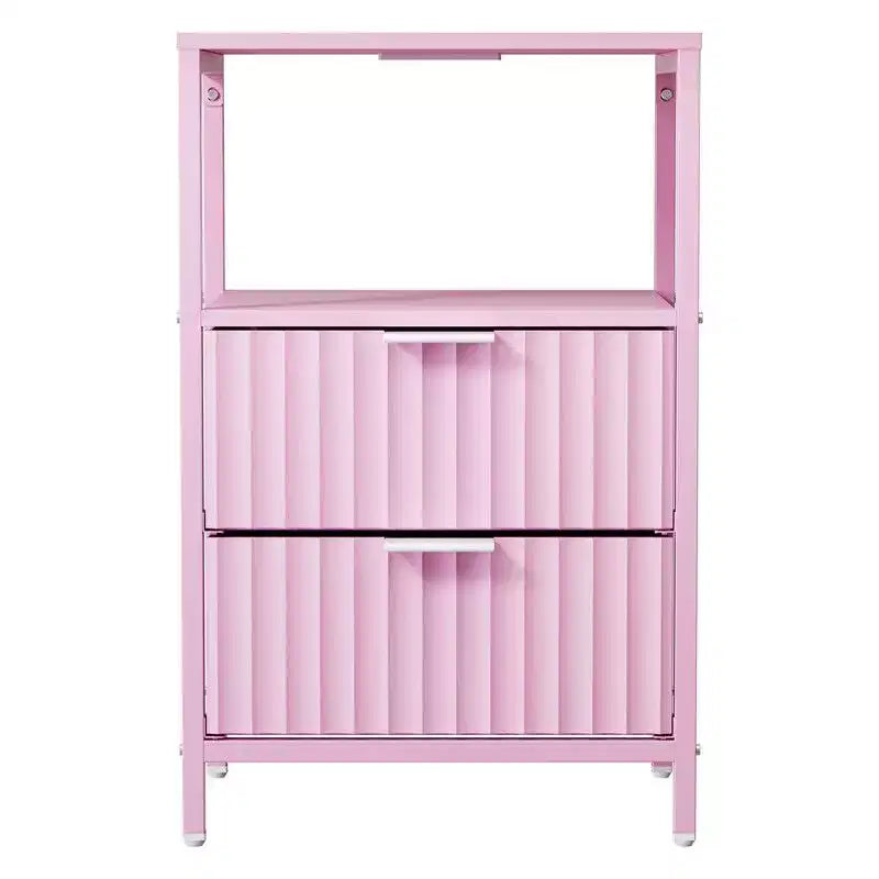Table de chevet de 38 cm de large - 2 tiroirs, 1 étagère, prise de courant américaine