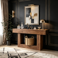 Table Console Rectangulaire en Bois Derrière le Canapé, Tables d'Entrée Ferme, Marron Rustique/2-niveaux