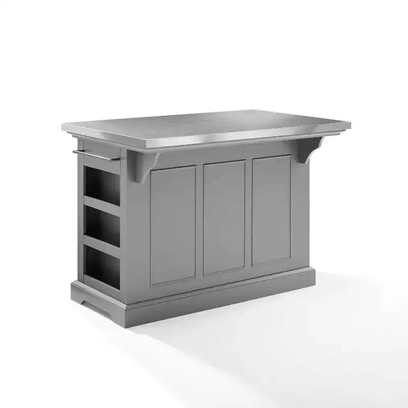 Îlot de cuisine avec plateau en acier inoxydable