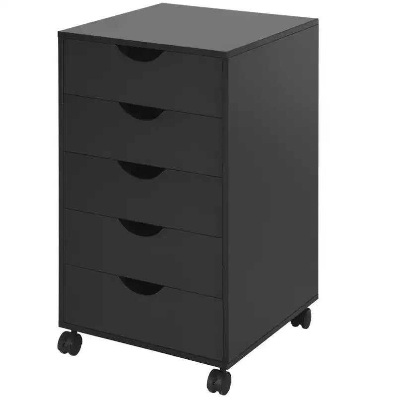 Meuble de rangement de bureau à 5 tiroirs, style moderne minimaliste nordique et roulettes