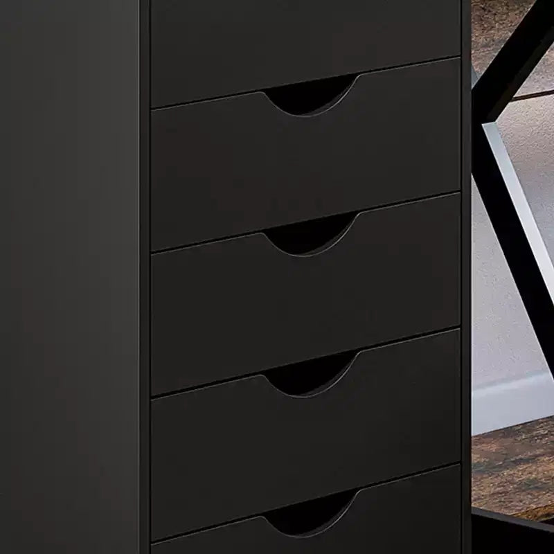 Meuble de rangement de bureau à 5 tiroirs, style moderne minimaliste nordique et roulettes